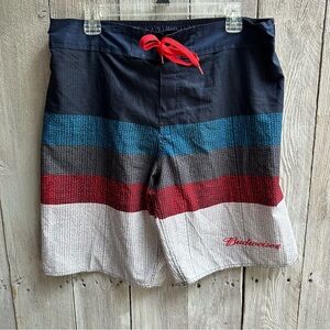 Men's Budweiser Beer Board Shorts Swim Trunk Swimwear Gray Red Blue Size XL
